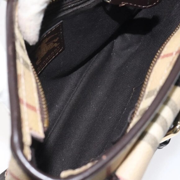 BURBERRY Nova Check Shoulder Bag PVC Beige Gold Auth - Picture 11 of 16